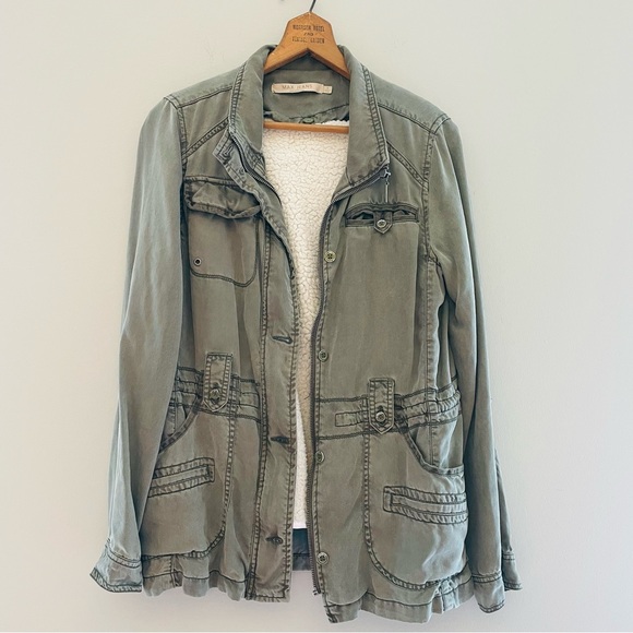 Max Jeans Jackets & Blazers - Max Jeans Army Green Military Style Sherpa Lined Utility Jacket Small Removable